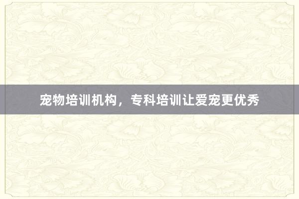 宠物培训机构，专科培训让爱宠更优秀