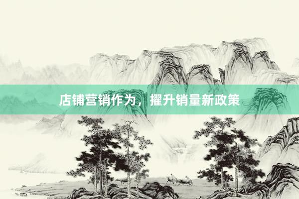 店铺营销作为，擢升销量新政策